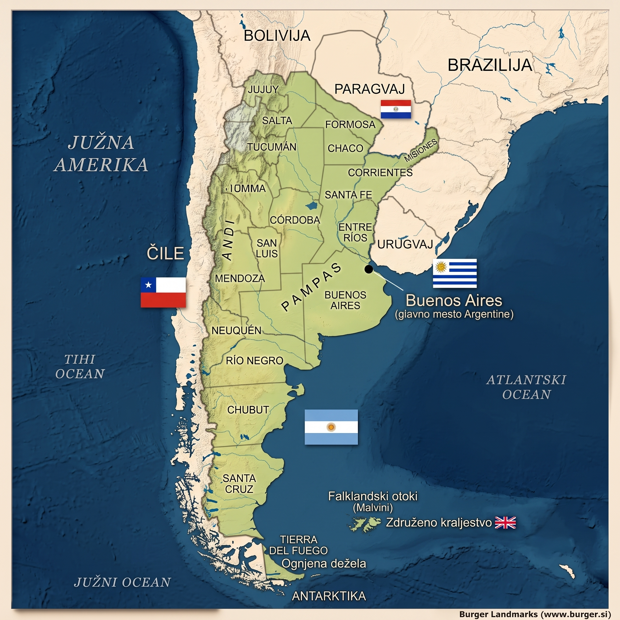 Zemljevid Argentine