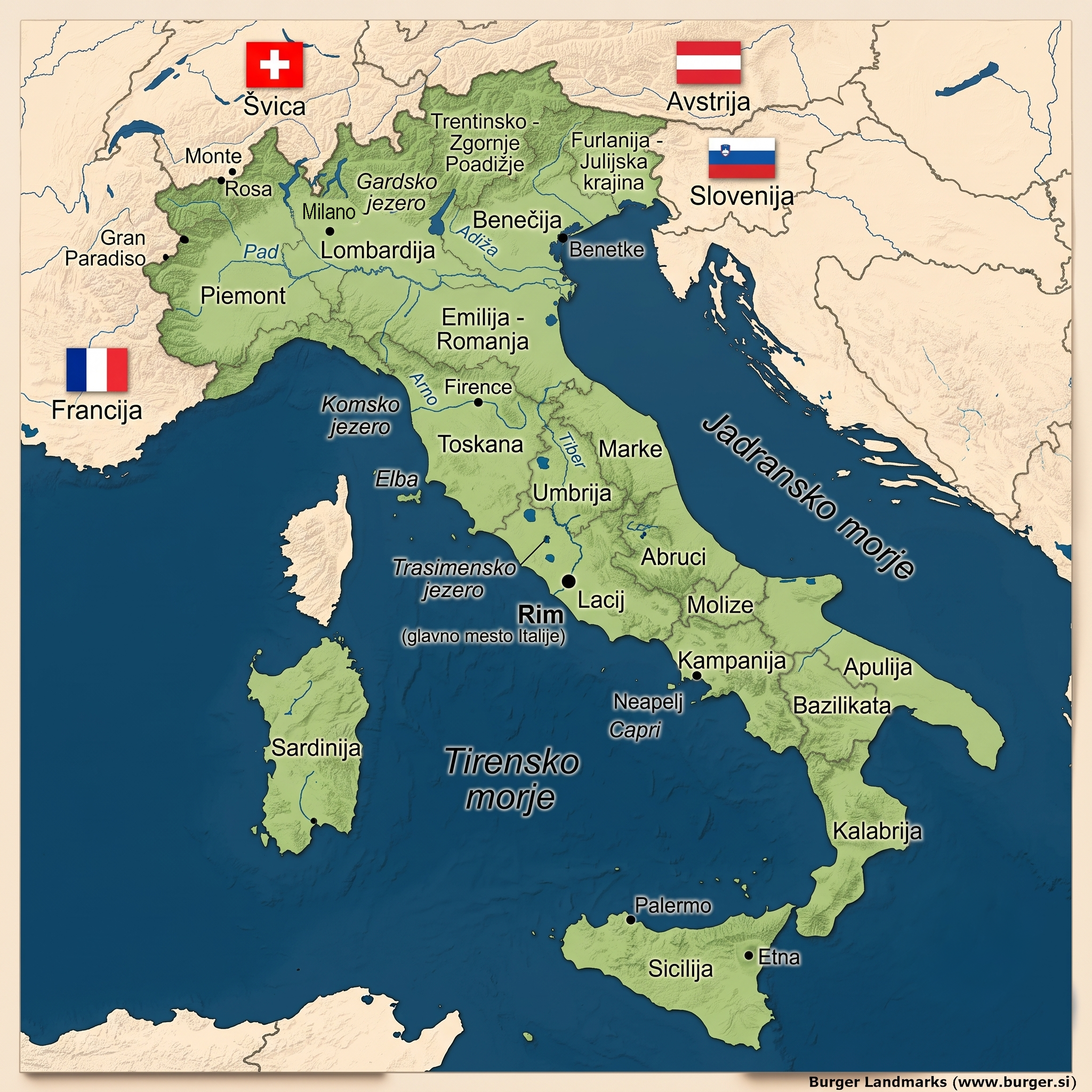 Zemljevid Italije